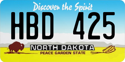 ND license plate HBD425