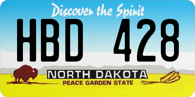 ND license plate HBD428