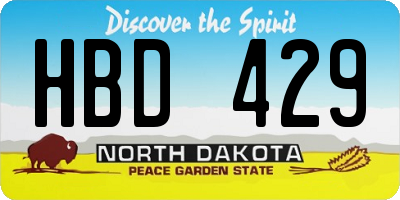 ND license plate HBD429