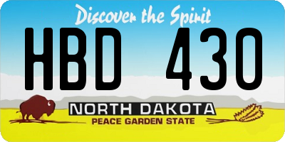 ND license plate HBD430