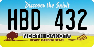 ND license plate HBD432