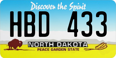 ND license plate HBD433