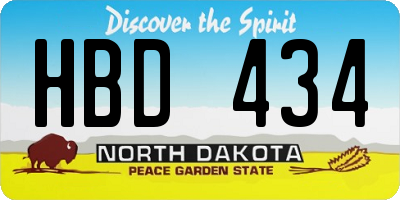 ND license plate HBD434