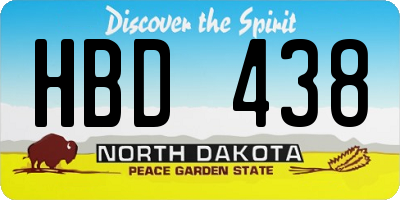 ND license plate HBD438