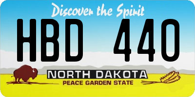 ND license plate HBD440