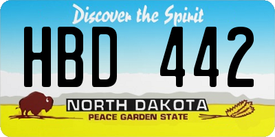 ND license plate HBD442