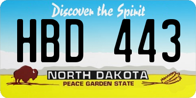 ND license plate HBD443