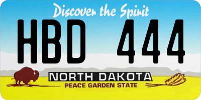 ND license plate HBD444