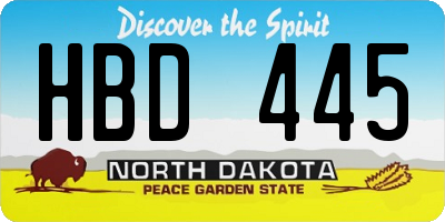 ND license plate HBD445