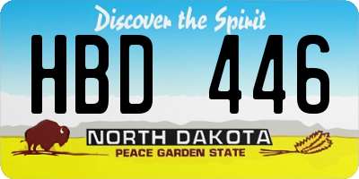 ND license plate HBD446