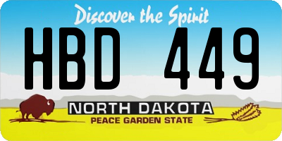 ND license plate HBD449