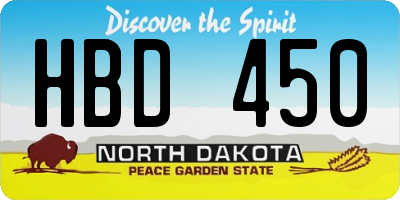 ND license plate HBD450