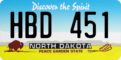 ND license plate HBD451