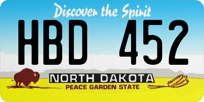 ND license plate HBD452