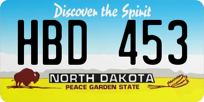 ND license plate HBD453