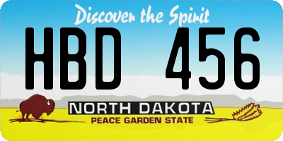 ND license plate HBD456