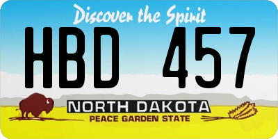 ND license plate HBD457