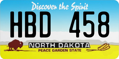 ND license plate HBD458