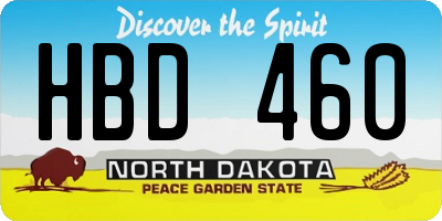 ND license plate HBD460