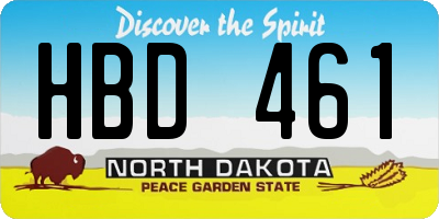 ND license plate HBD461