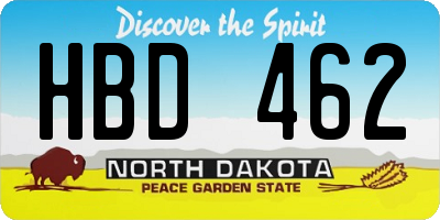 ND license plate HBD462