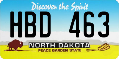 ND license plate HBD463