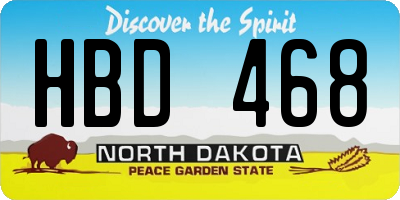 ND license plate HBD468