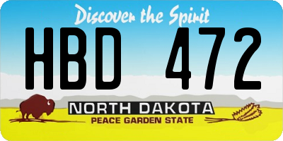 ND license plate HBD472