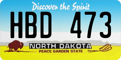 ND license plate HBD473