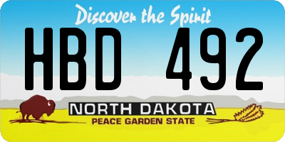 ND license plate HBD492