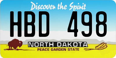 ND license plate HBD498