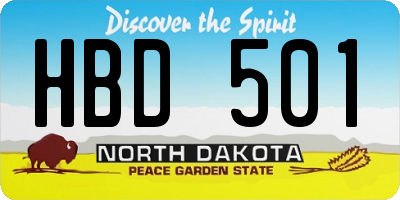 ND license plate HBD501