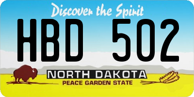 ND license plate HBD502