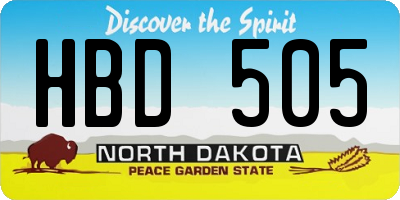 ND license plate HBD505