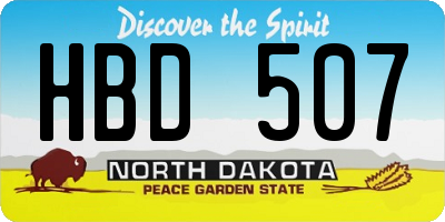 ND license plate HBD507