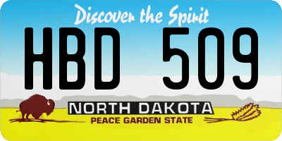 ND license plate HBD509