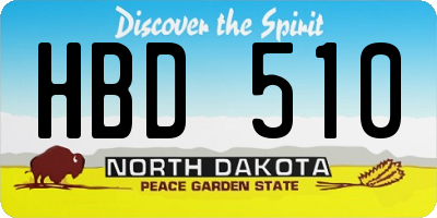 ND license plate HBD510