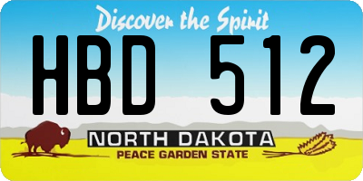 ND license plate HBD512