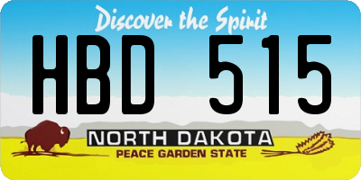 ND license plate HBD515