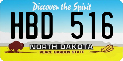 ND license plate HBD516