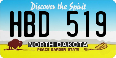 ND license plate HBD519