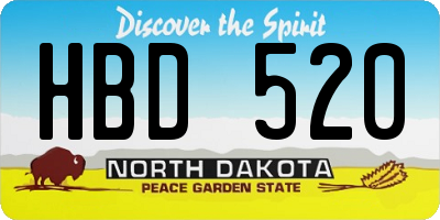 ND license plate HBD520