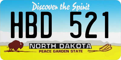 ND license plate HBD521