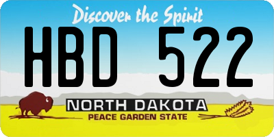 ND license plate HBD522