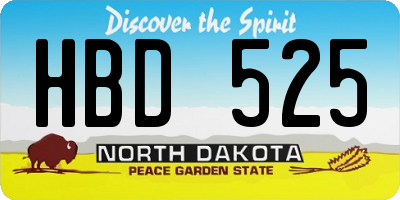 ND license plate HBD525