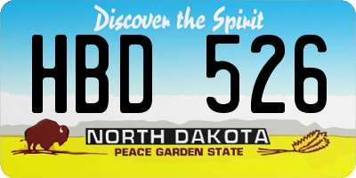 ND license plate HBD526