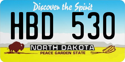 ND license plate HBD530