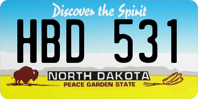 ND license plate HBD531