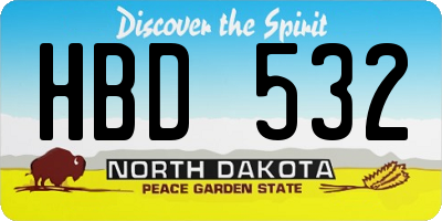 ND license plate HBD532