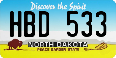 ND license plate HBD533